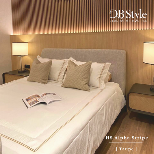 Organic Cotton ( TC 400 ) - 180 x 200 x 35 - Alpha Stripe Taupe