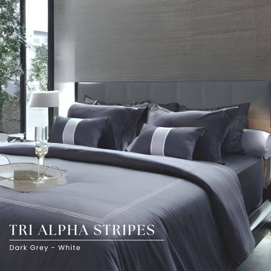 Sutra Lyocell ( TC 600 ) - 180 x 200 x 35 - Tri Alpha Stripe Base Dark Grey