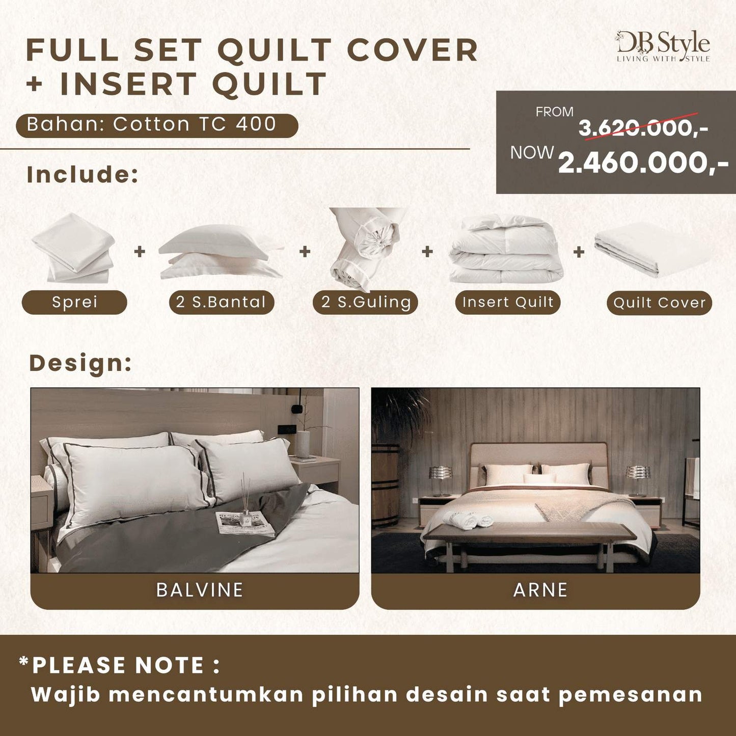Sale 40% Sprei + Bedcover Set Hotel Series ( Design List )