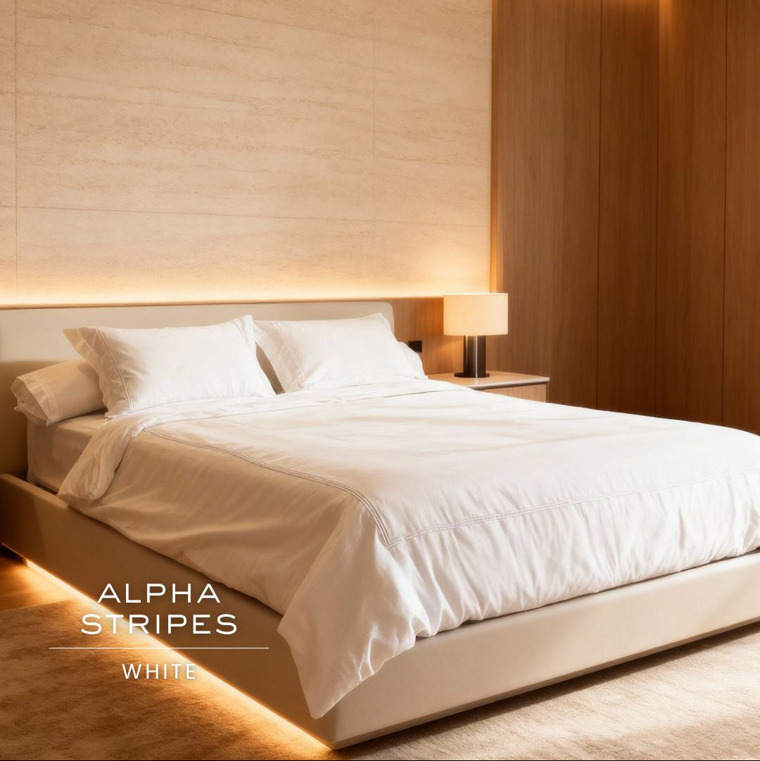 Cotton ( TC 800 ) - 100 x 200 x 33 - Alpha Stripe Base White List White Duvet