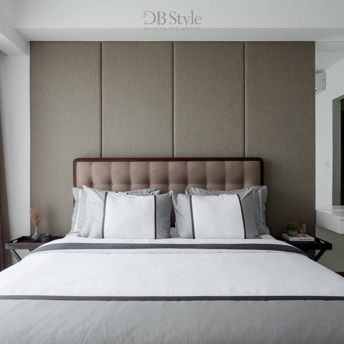 Cotton ( TC 400 ) - 180 x 200 x 40 - Grand Border Grey Duvet